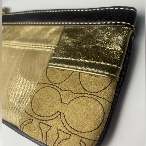 Coach Signature Gold Patchwork Y2K Wristlet - Picture 12 of 12